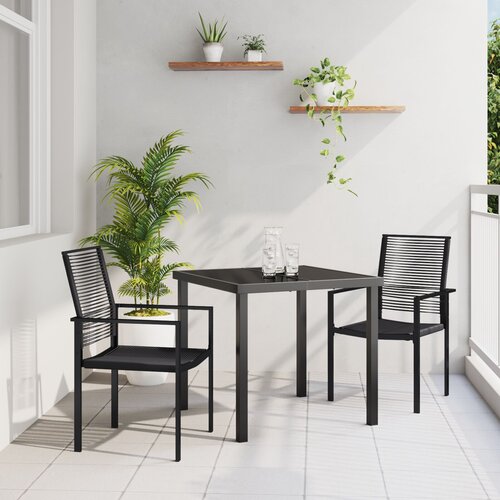 VidaXL set od 3 komada vrtnih blagovaonskih stolova Crna PVC ratan Slike