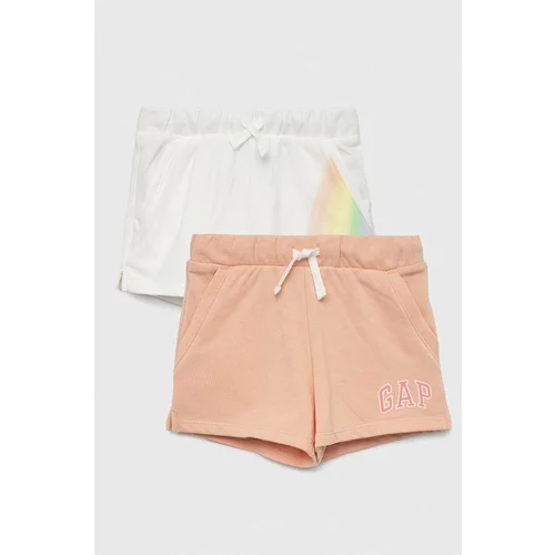 GAP Dječje kratke hlače 2-pack boja: narančasta, s uzorkom, podesivi struk