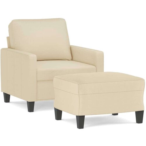  Fotelja s tabureom krem 60 cm od tkanine Slike