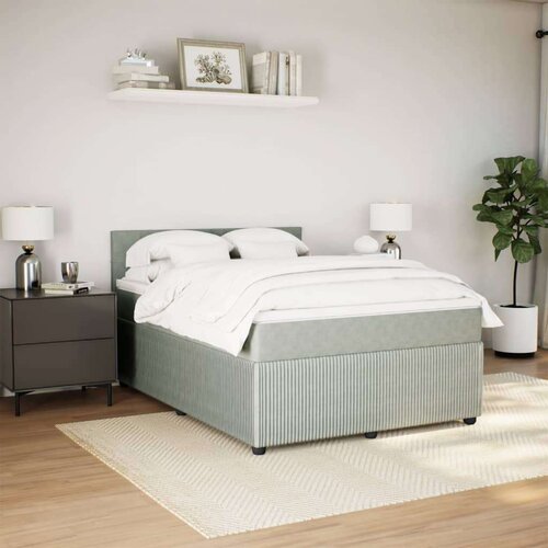 VidaXL Krevet s oprugama i madracem svjetlosivi 160x200 cm bar&amp;scaron;unasti Slike