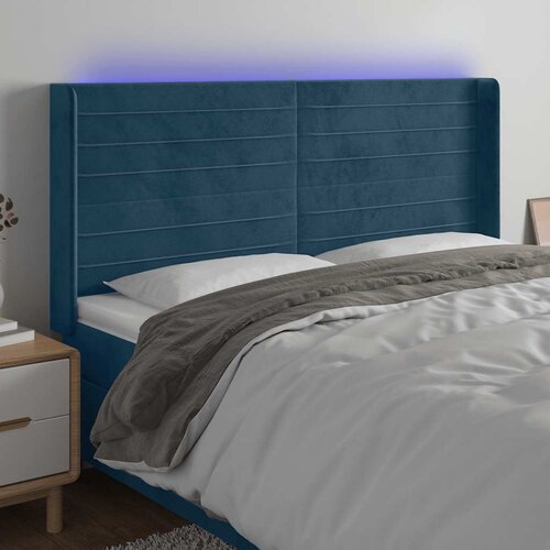 LED uzglavlje tamnoplavo 203 x 16 x 118/128 cm od tkanine Cijene