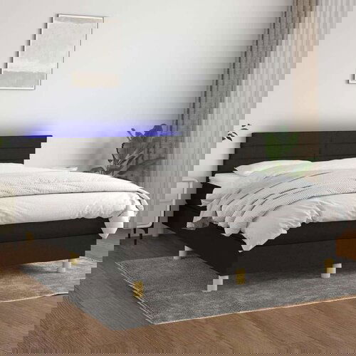  Box spring s madracem LED crni 140x200 cm od tkanine Slike