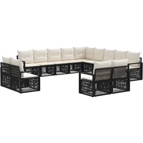 vidaXL Vrtna sedežna garnitura 13 pcs Črna poli ratan, (5000271486) Cene