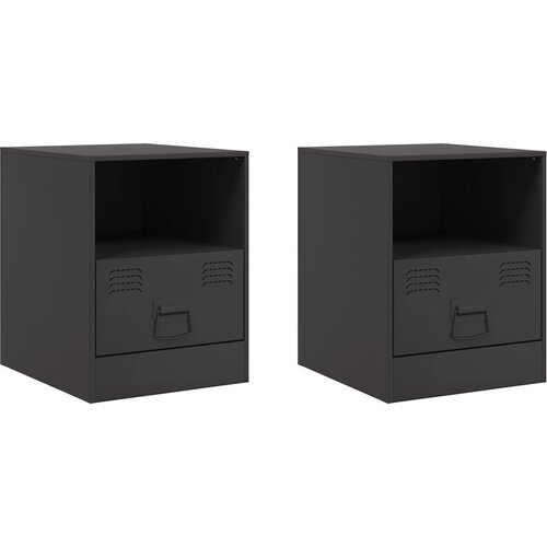 Maison Chic Dvo delni komplet Nočne omarice - Nočne mize črna 34,5x39x44 cm jeklo, (21688750) Slike