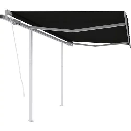  Automatska tenda na uvlačenje sa stupovima 3,5 x 2,5 m antracit