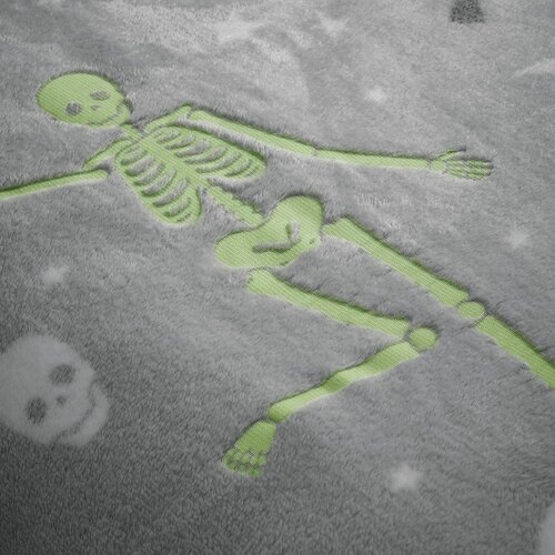 Catherine Lansfield Siva dječja posteljina sa svjetlećim efektom za krevet za jednu osobu od mikropli&amp;scaron;a 135x200 cm Halloween Skeleton &amp;ndash; Slike
