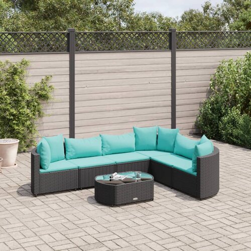 vidaXL 7-dijelni set vrtnih sofa od poliratana s jastucima crni Cijene