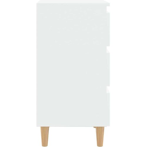VidaXL noćni ormarić s nogama od masivnog drva bijeli 40 x 35 x 69 cm Slike