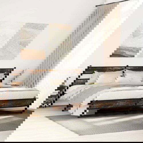 Metalni okvir kreveta bez madraca boja hrasta 200x200 cm Slike