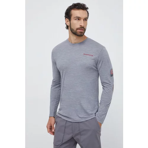 Smartwool Sportska majica dugih rukava Outdoor Patch Graphic boja: siva, s tiskom