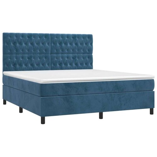 VidaXL Krevet box spring s madracem LED tamnoplavi 180x200 cm bar&amp;scaron;un Slike