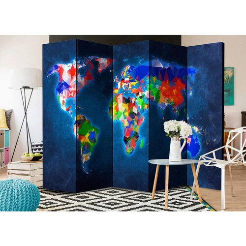 Artgeist Paravan Colorful Map I, 5-Delni, Dvostranski Slike