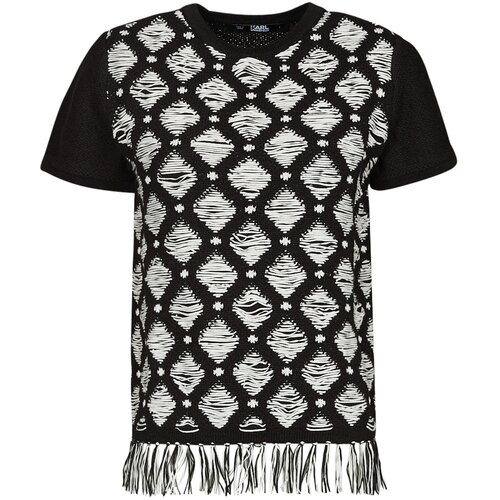 Karl Lagerfeld s/slv boucle knit top crna Slike