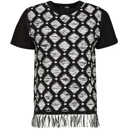 Karl Lagerfeld s/slv boucle knit top crna