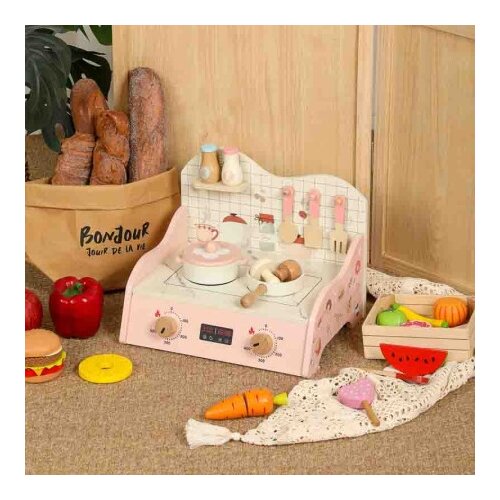 Premium Stil Dečija drvena ploča za kuvanje roze/bela MSN25001 ( 14368 ) Slike