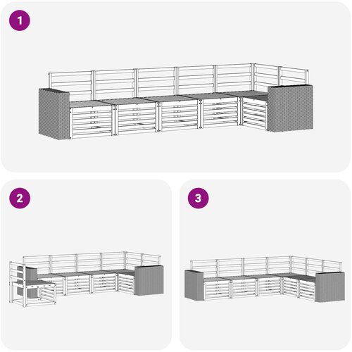  Set vanjskih sofa 6 kom. Prirodna Poliester Bijela 310 x 132,5 x 73 cm Slike