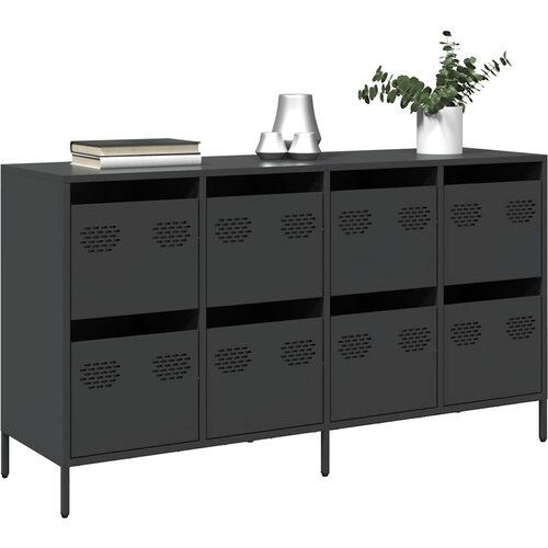  Komoda crna 135x39x73,5 cm hladno valjani čelik Cijene