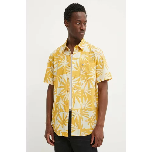 Quiksilver Pamučna košulja za muškarce, boja: žuta, regular, s klasičnim ovratnikom