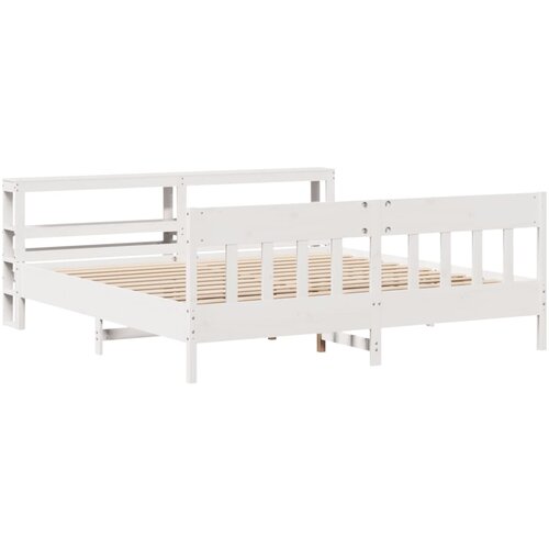 VidaXL Okvir kreveta bez madraca bijeli 200x200 cm od masivne borovine Slike