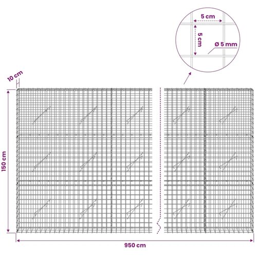  Gabion s žicom debljine 5 mm i mrežom 5x5 cm 950x10x150 cm - 10 cm 150 cm 950 cm Slike