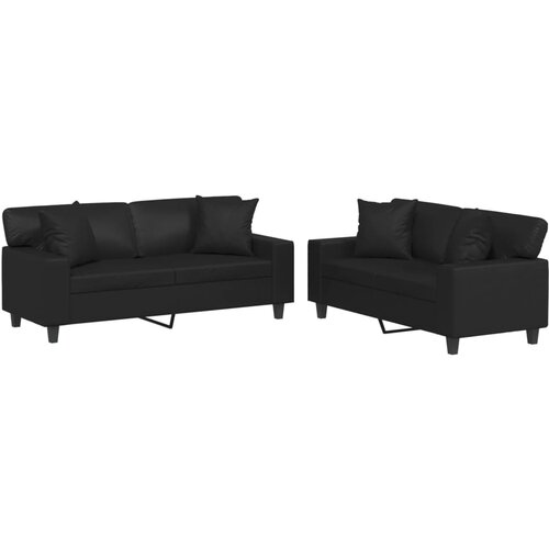 Maison Chic Sedežna garnitura - kavč z vzglavniki 2-delna črno umetno usnje, (21728776) Cene