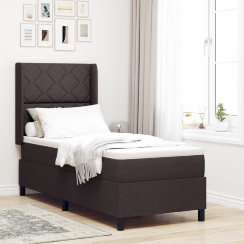 Box Spring Krevet s Madracem &amp LED Tamnosmeđi 90x190 cm Tkanina Cene