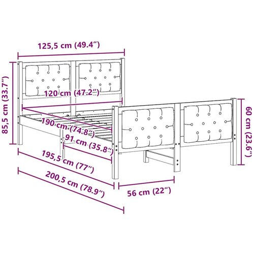  Okvir za krevet Tamno siva 120 x 190 cm tkanina Slike