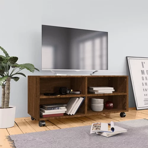 vidaXL TV omarica s kolesci rjav hrast 90x35x35 cm inženirski les, (20733271)