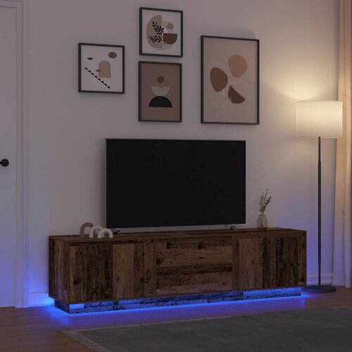 VidaXL TV omarica z LED lučkami starinski les 193,5x41x50 cm Slike