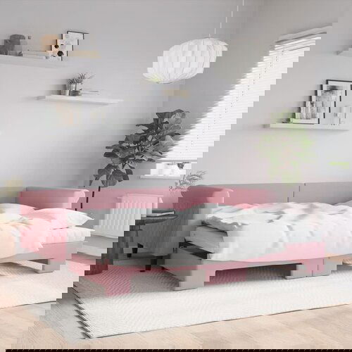 vidaXL Dnevni krevet na razvlačenje ružičasti 90 x 200 cm baršunasti Cene