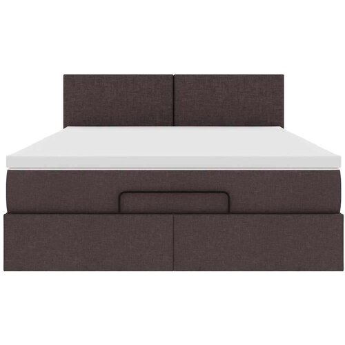 VidaXL otomanski okvir kreveta s madraca tamnosmeđi 140x200cm tkanine Slike