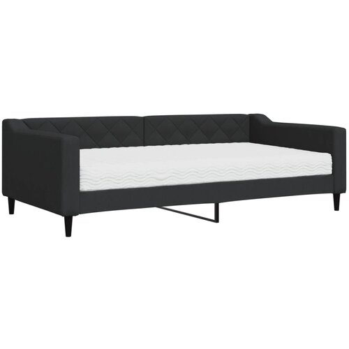 vidaXL dnevna postelja z vzmetnico črna 100x200 cm blago, (20929937) Cene