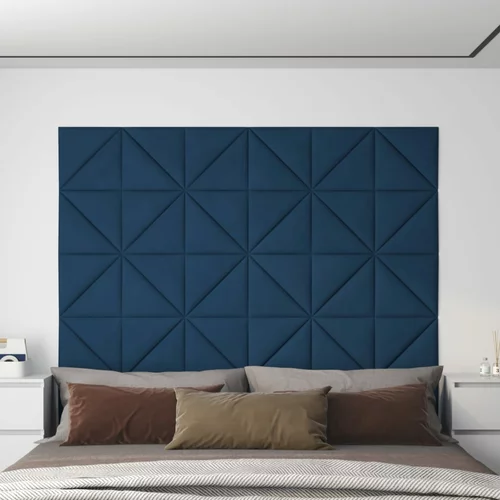  Zidne ploče 12 kom plave 30 x 30 cm baršunaste 0,54 m²