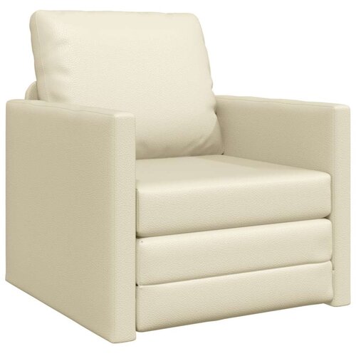 VidaXL Fotelja na razvlačenje 2-u-1 Krem 74x77x81 cm Ve&amp;scaron;tačka koža Slike