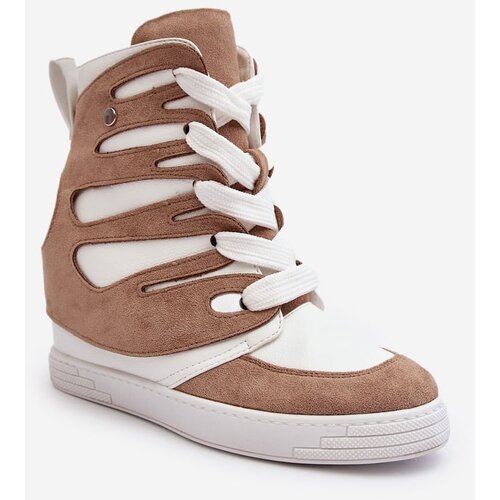 Kesi Beige leather wedge ankle boots Amria Slike