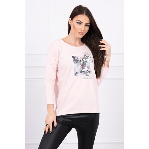 Kesi Blouse with Star Style print in powder pink Slike