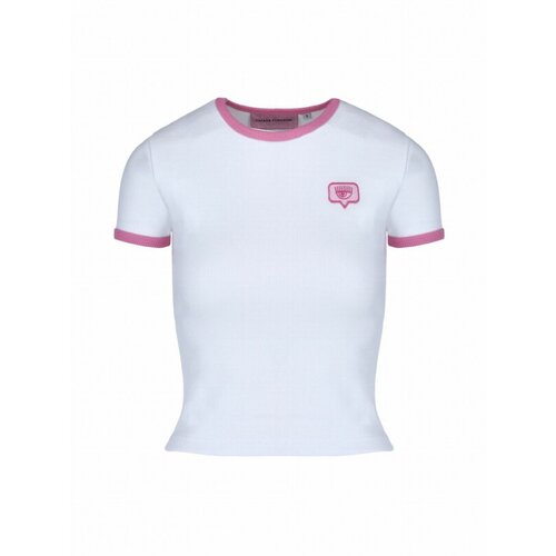 Chiara Ferragni bela majica sa roze trakom oko vrata i rukava 21PE-CFT122 WHITE Slike
