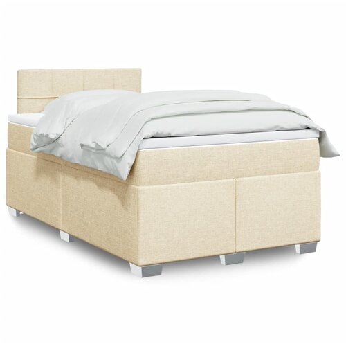 VidaXL Krevet s oprugama i madracem krem 120 x 200 cm od tkanine Slike
