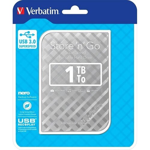 Verbatim HDD 1TB/2.5''USB 3.0/6.35CM/SILVER/PORTABLE-EXT. Cene