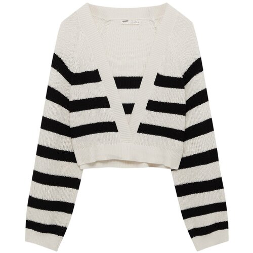 Pull&amp;amp;Bear Pulover ecru / črna Slike