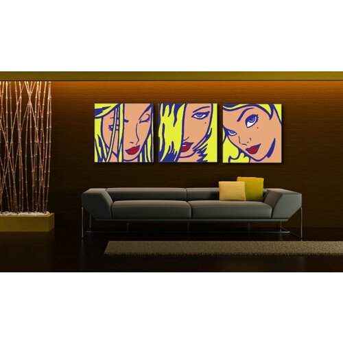  Ročno izdelana slika POP Art LICHTENSTEIN 3-delna (pop art) Slike