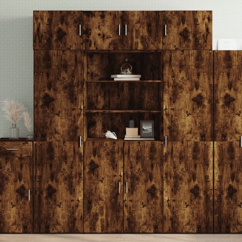  The Living Store Visoka omara dimljeni hrast 80x42,5x185 cm inženirski les - Visoka Omarica, (21496183) Slike