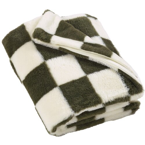 Catherine Lansfield Bela/zelena odeja 130x170 cm Cosy Soft Checkerboard – Cene