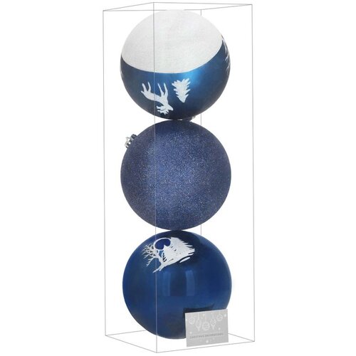  Set Božićnih Kuglica Plave Boje 15 cm - 3 Komada Cene