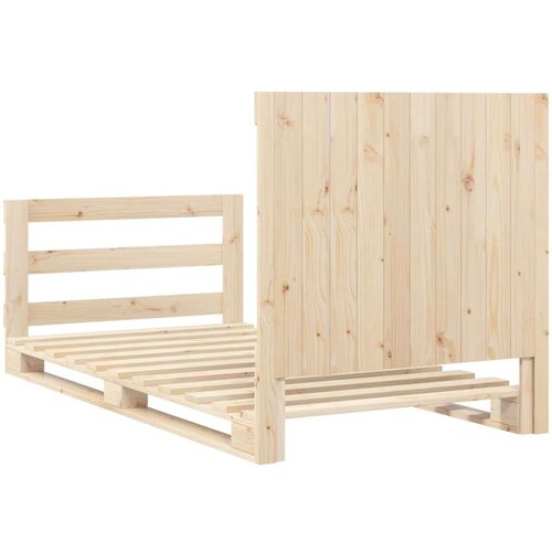 VidaXL Okvir kreveta s uzglavljem 100 x 200 cm od masivne borovine Slike