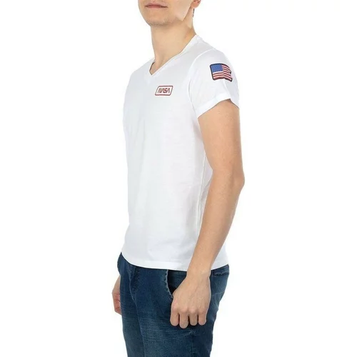 NASA Majice & Polo majice BASIC FLAG V NECK Bela