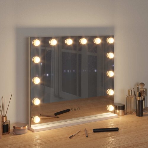  LED Ogledalo za Toaletni Stolić Bijeli 50 x 10 x 44 cm Slike