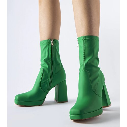 Gemre Green matte ankle boots with high block heel Isauro Cene