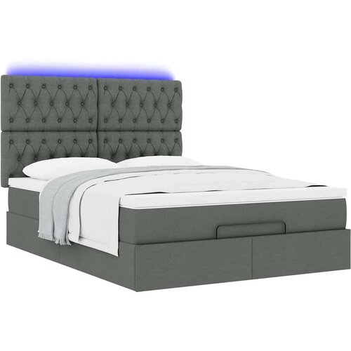 vidaXL otomanski krevet s madracem i led tamnosivi 140x190 cm tkanine Cene