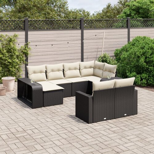 vidaXL 10-dijelni set vrtnih sofa s jastucima crni od poliratana Cijene